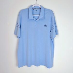 Adidas Men's Athleisure Light Blue Line Design 3 Button Polo Shirt XL